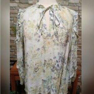 Zac & Rachel Floral Tie-Neck Blouse